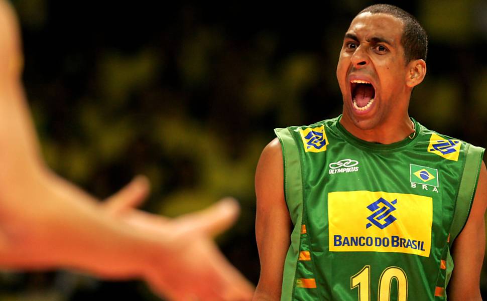 Escadinha comemora um ponto contra a Argentina, em 2006