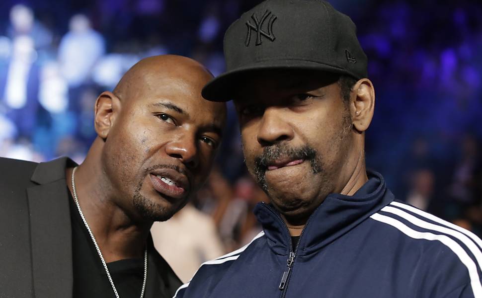 O diretor Antoine Fuqua (esq.) e o ator Denzel Washington, dupla de "Dia de Treinamento"