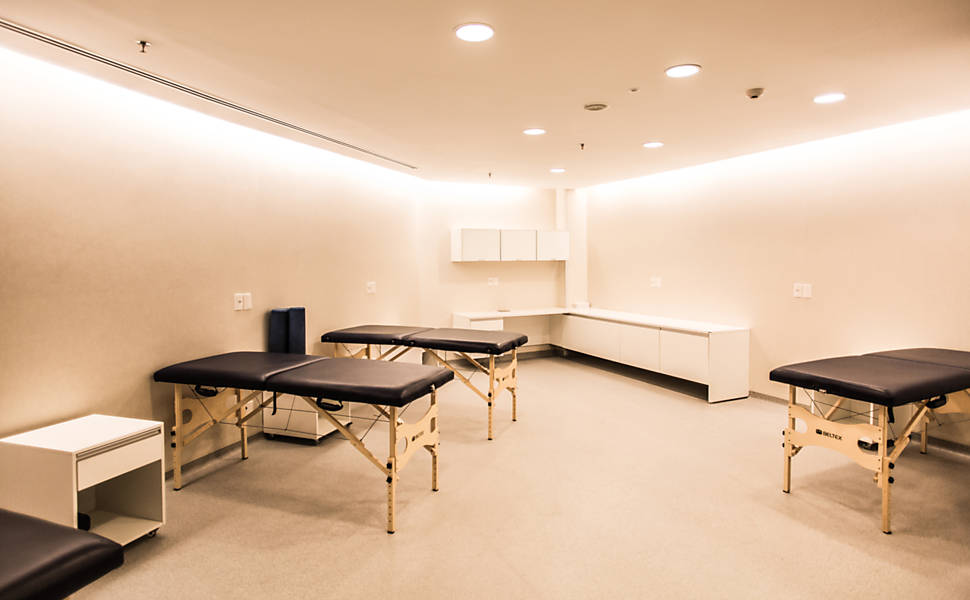 Vestiário e área destinada à comissão técnica do Corinthians no Itaquerão