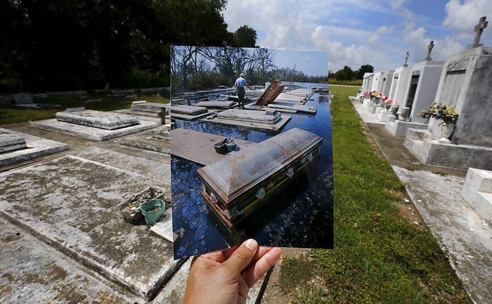 Antes e depois do furacão Katrina