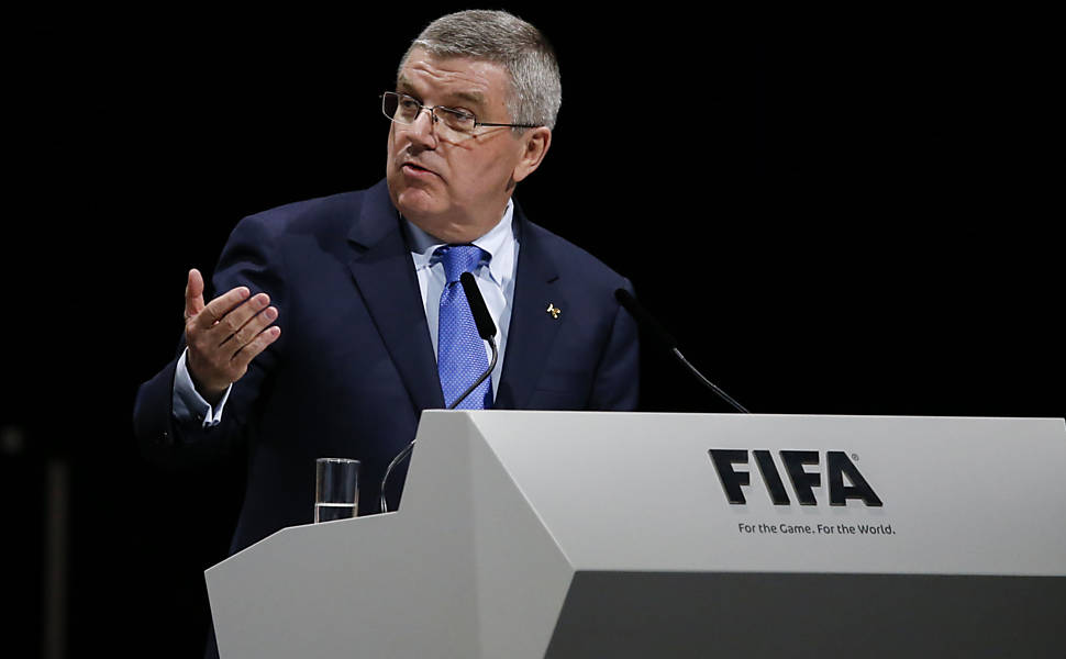 Tomas Bach, presidente do COI, participa do Congresso da Fifa