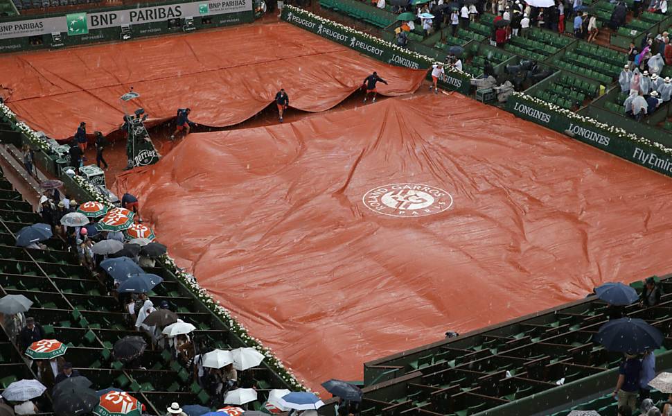 Sábado de jogos tem chuva em Roland Garros
