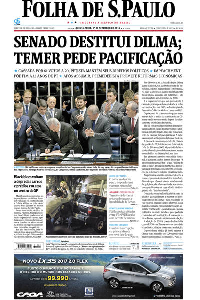 Capas sobre o impeachment na Folha