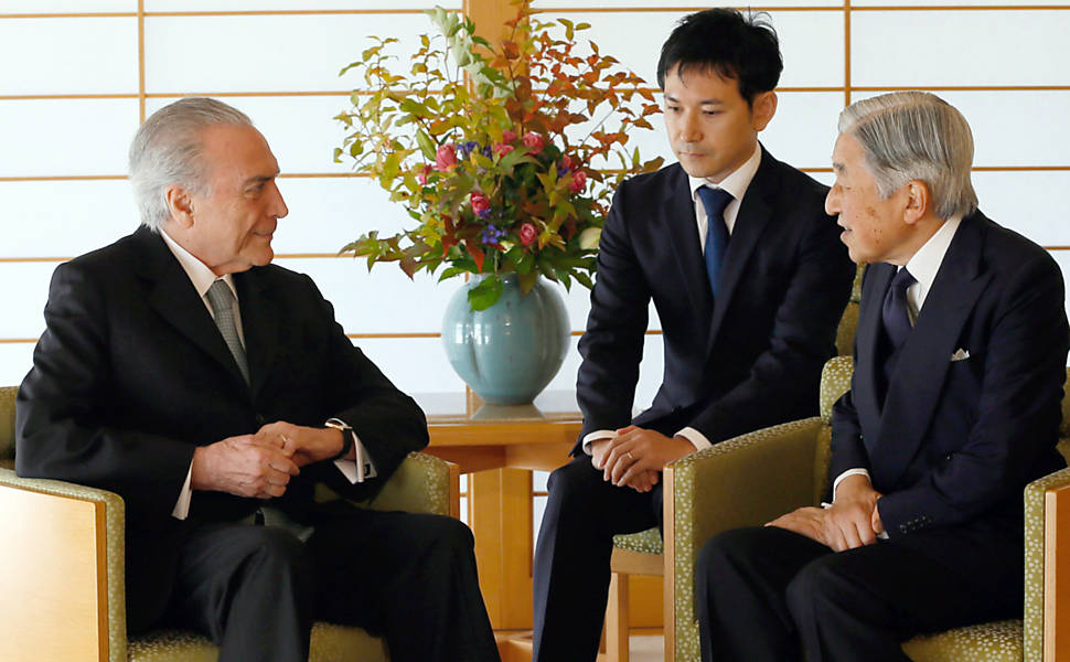 Presidente Michel Temer durante  encontro com o imperador japonês Akihito