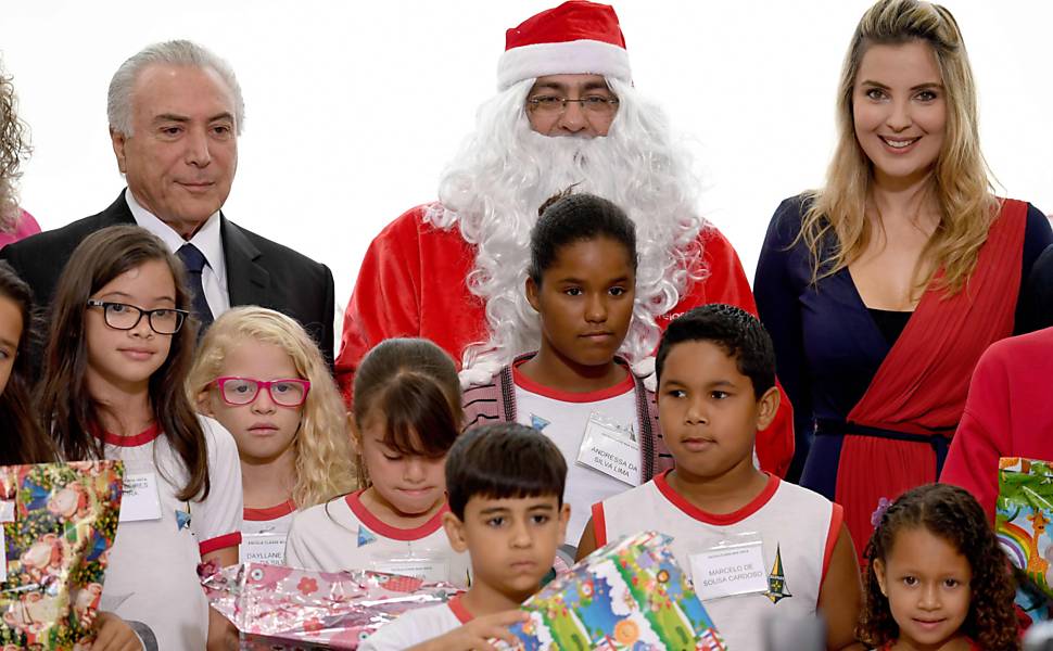 Presidente Michel Temer e primeira-dama Marcela Temer participam de festa de Natal do Palácio do Planalto, Brasília