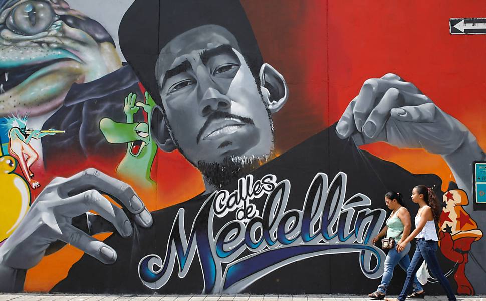 Mural na rua de Medellín, na Colômbia