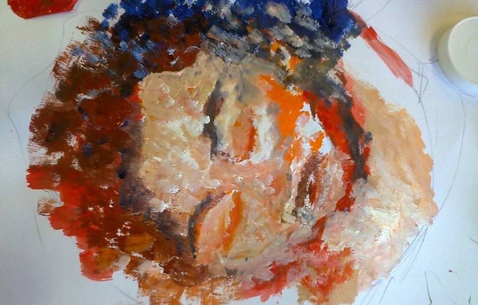 Pintura mostra vitima de feminicídio. Desenho e baseado em foto de caso real 