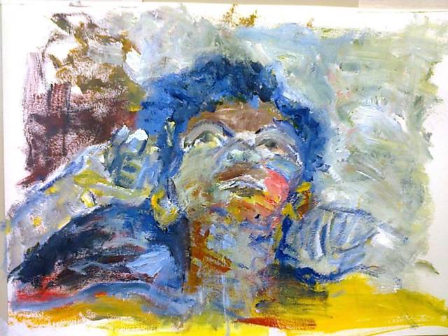 Pintura mostra vitima de feminicídio. Desenho e baseado em foto de caso real 