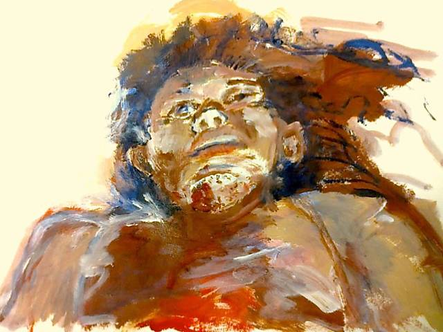 Pintura mostra vitima de feminicídio. Desenho e baseado em foto de caso real 