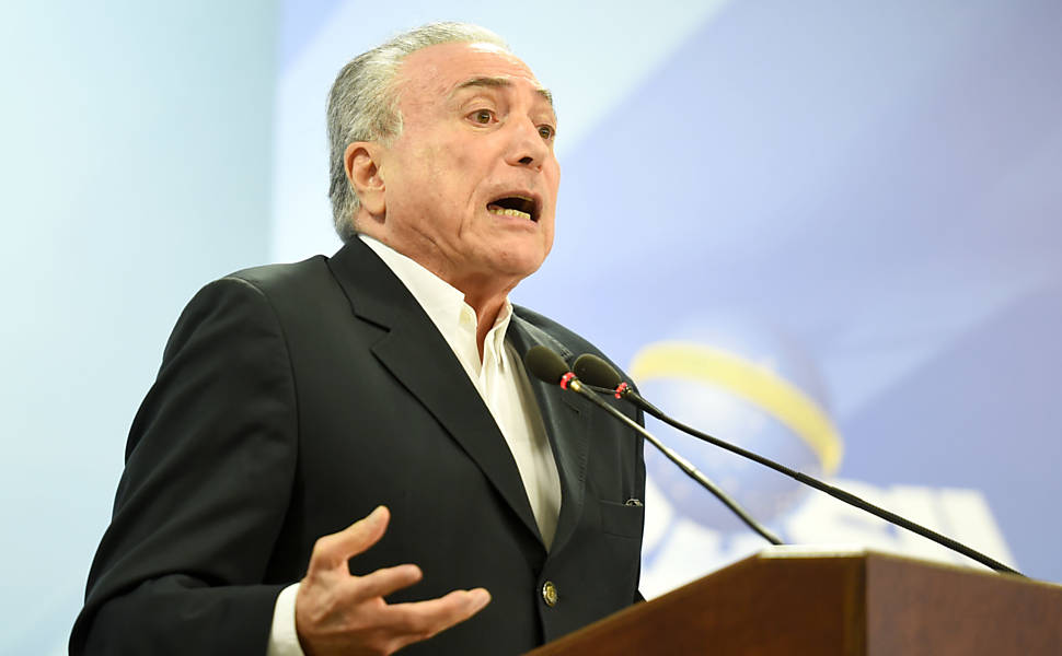 Presidente Michel Temer durante pronunciamento a imprensa no Palácio do Planalto, em Brasília