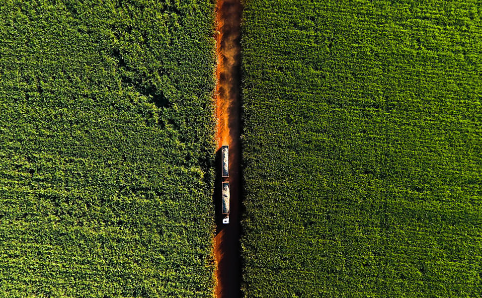 Caminhão carrega cana próximo à Central Energética Moreno, em Luiz Antônio (SP)