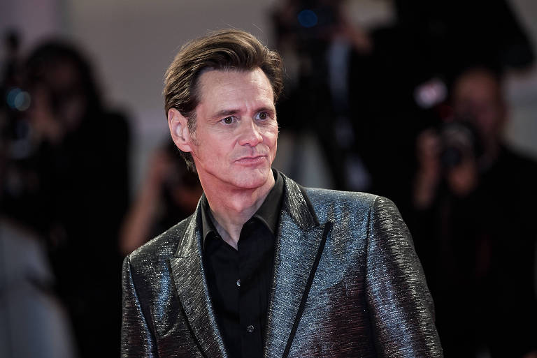 Ator Jim Carrey no lançamento do filme "Jim & Andy: The Great Beyond" na Itália.