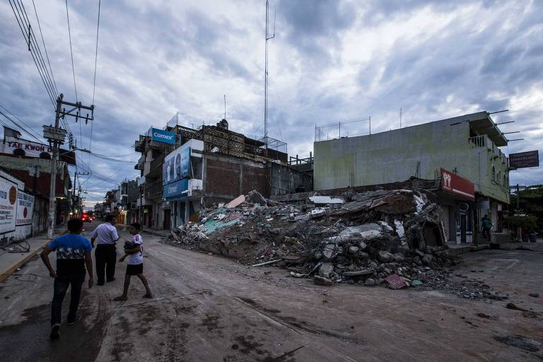 Prédios destruídos pelo terremoto em Juchitán, uma das cidades mexicanas mais afetadas pelo tremor
