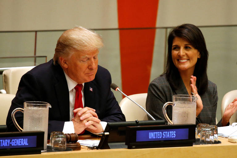 U.S. Ambassador the the U.N. Nikki Haley applauds as U.S. President Donald Trump speaks during a session on reforming the United Nations at U.N. Headquarters in New York, U.S., September 18, 2017. REUTERS/Kevin Lamarque ORG XMIT: WHT210