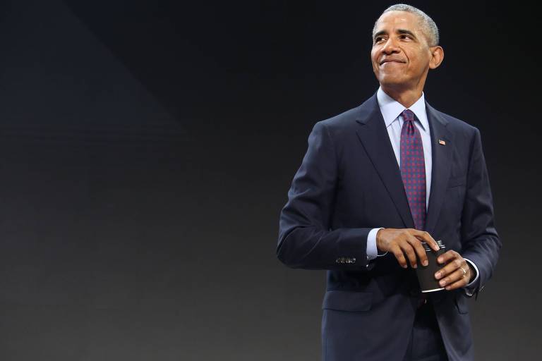O ex-presidente americano Barack Obama em palestra na Fundao Gates