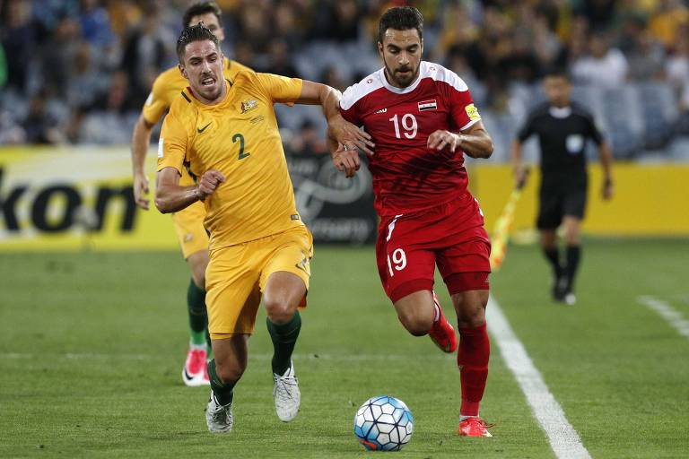 Lance da partida entre Austrália e Síria, pelas Eliminatórias da Copa do Mundo 2018