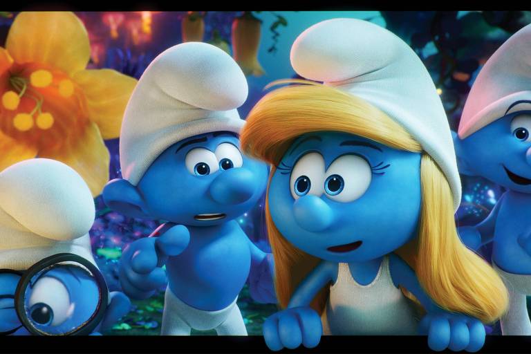 Cena do filme "Os Smurfs e a Vila Perdida", lançado em 2017