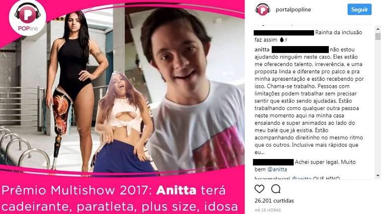 Anitta responde crítica de seguidora sobre seu Balé Inclusivo