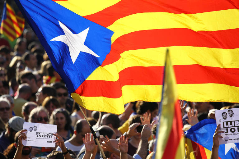 Protestos pela independncia da Catalunha, em Barcelona