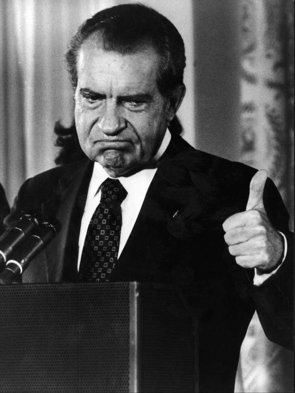 O presidente Richard Nixon após sua renúncia da presidência dos Estados Unidos