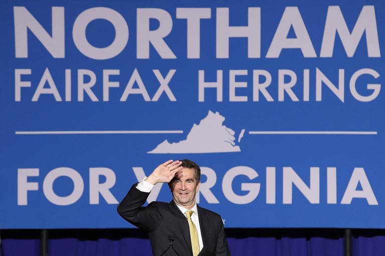 Ralph Northam, eleito governador da Virginia, em evento aps a votao