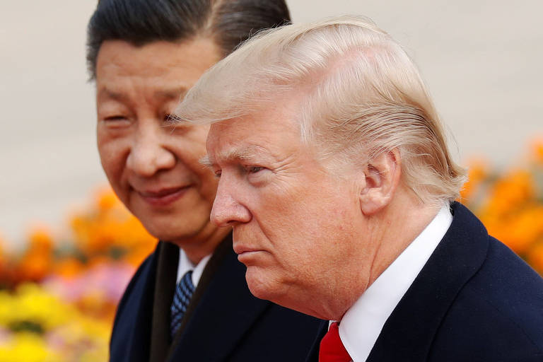 O presidente dos EUA, Donald Trump,  recebido pelo lder chins, Xi Jinping, em Pequim nesta quinta
