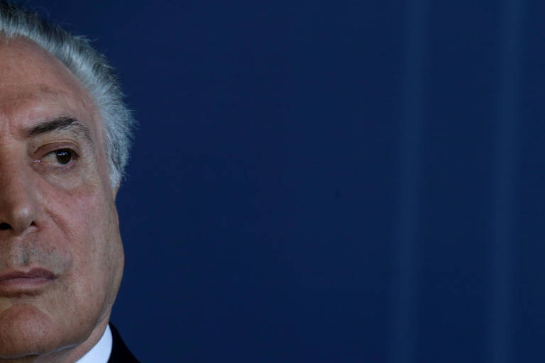 O presidente Michel Temer durante a posse do novo diretor-geral da Polícia Federal, Fernando Segovia, em Brasília