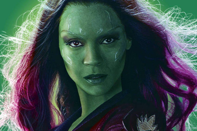 Zoë Saldaña como Gamora em "Guardiões da Galáxia"