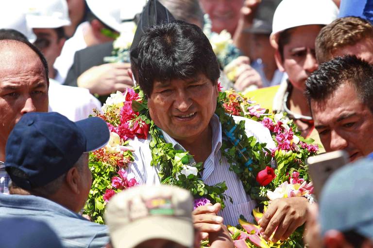 O presidente da Bolvia, Evo Morales, em evento em Santa Cruz