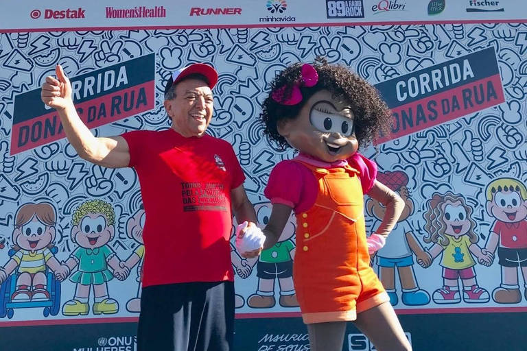 Milena foi apresentada por Maurício de Sousa durante a 1ª edição da corrida Donas da Rua