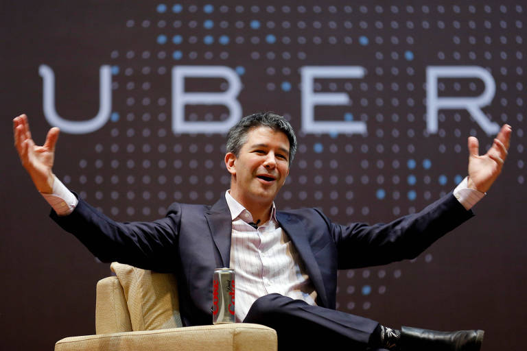 O ex-CEO da Uber Travis Kalanick realiza palestra em Mumbai; ele deixou o cargo em 2017