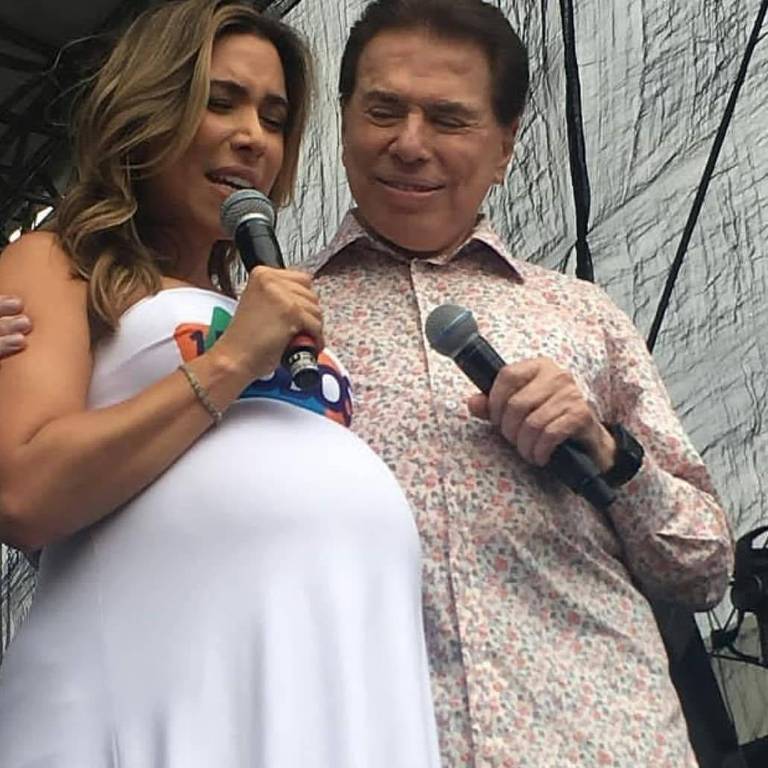 Silvio Santos com a filha Patricia que está grávida de Jane
