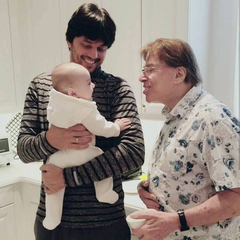 Silvio Santos com o genro Fábio e o neto Pedro