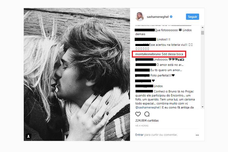 Em foto de beijo, Sasha ganha declaração do namorado: 'Saudade dessa boca' 