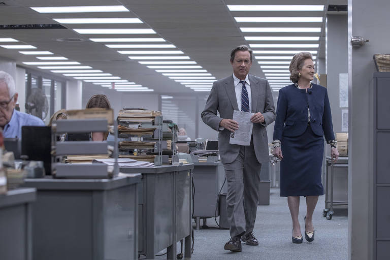 Cena do filme "The Post - A Guerra Secreta" ("The Post"). Direção: Steven Spielberg. Elenco: Meryl Streep, Tom Hanks, Sarah Paulson.