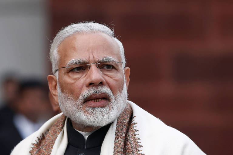 O premiê indiano, Narendra Modi, fala à imprensa em Nova Déli