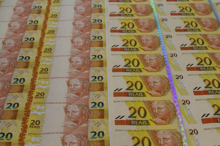 Notas de 20 reais na Casa da Moeda, no Rio de Janeiro