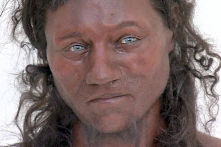 Representação do Homem de Cheddar, um dos mais antigos britânicos de que se tem registro