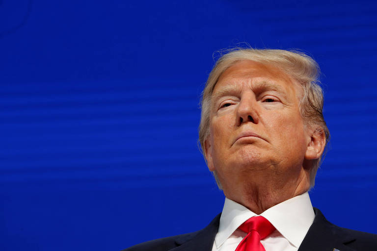 O presidente dos EUA, Donald Trump, no Fórum Econômico Mundial, em Davos, na Suíça