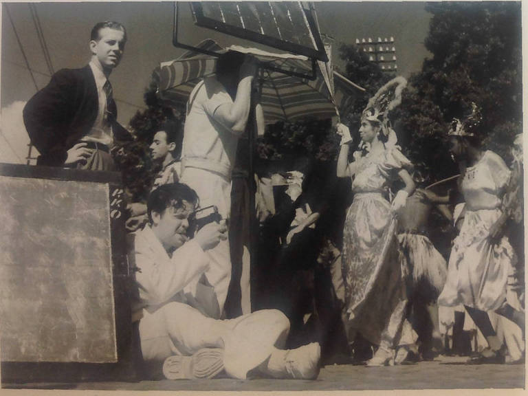 O cineasta americano Orson Welles durante as filmagens de " It's All True" no Rio, em 1942