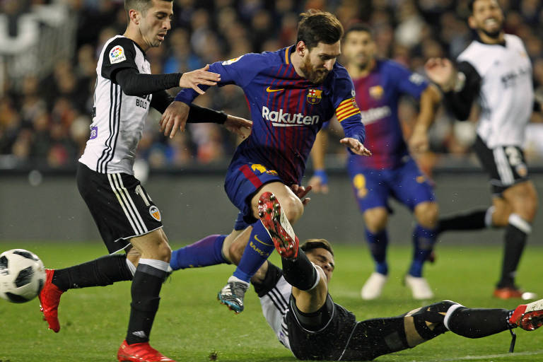 Lionel Messi em jogo entre Barcelona e Valencia, válido pela Copa do Rei 