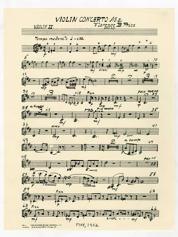 Partitura de um dos concertos recém-gravados de Price