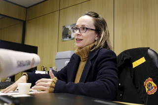 Federal Police Chief Erika Mialik Marena speaks during an interview with Reuters in Curitiba