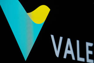 FILE PHOTO: Brazilian mining company Vale S.A. logo and trading symbol are displayed on a screen at the NYSE in New York