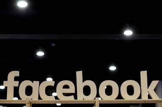 A Facebook sign is displayed at the Conservative Political Action Conference (CPAC) at National Harbor, Maryland