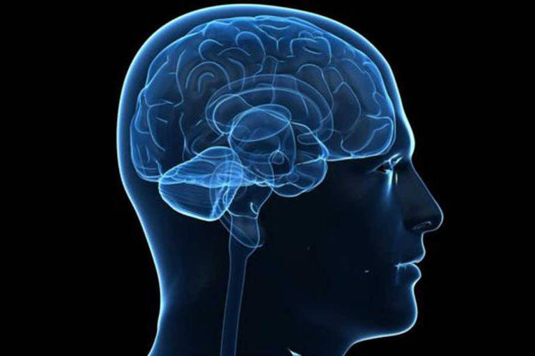 Ilustração de cérebro no corpo de uma pessoa