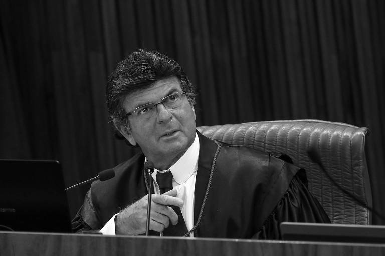 O presidente do TSE, Luiz Fux, durante sua primeira sessão na corte, em fevereiro