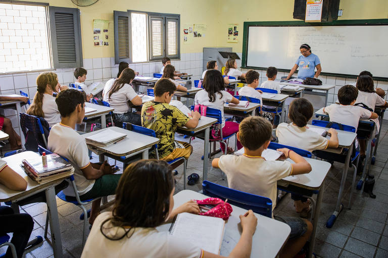 Sala de aula em escola no município cearense de Sobral 