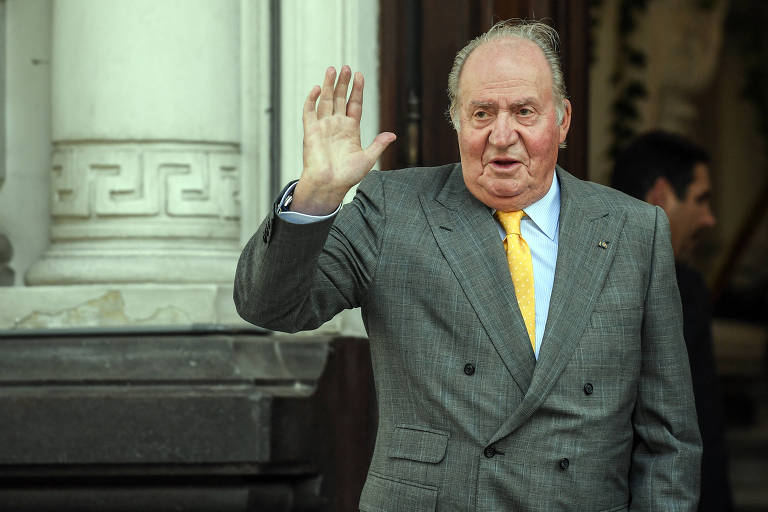 O rei emérito da Espanha, Juan Carlos, em Santiago, no Chile, antes da posse de Sebastián Piñera