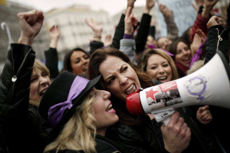 Mulheres protestam em 8 de março na Espanha